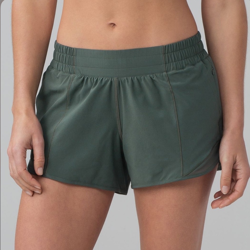 Lulu Lemon Green Hotty Hot Short, 3 inch inseam, size 2.